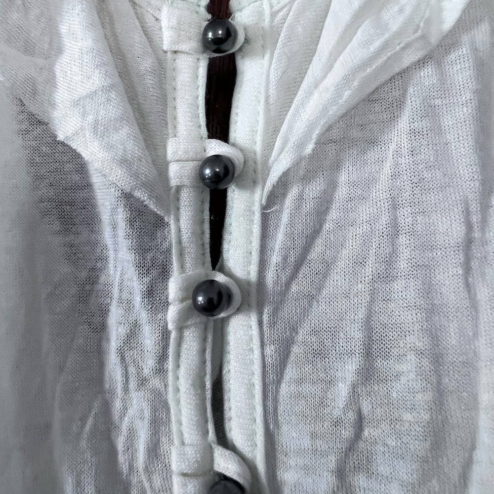 White Ruffled Button-Down Top - Picture 5 of 6